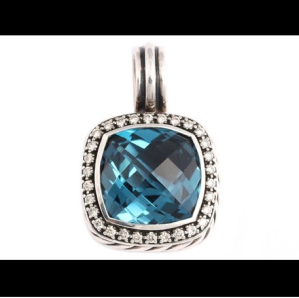 David Yurman Albion London BlueTopaz Diamond Pendant in Sterling Silver 0.72ct